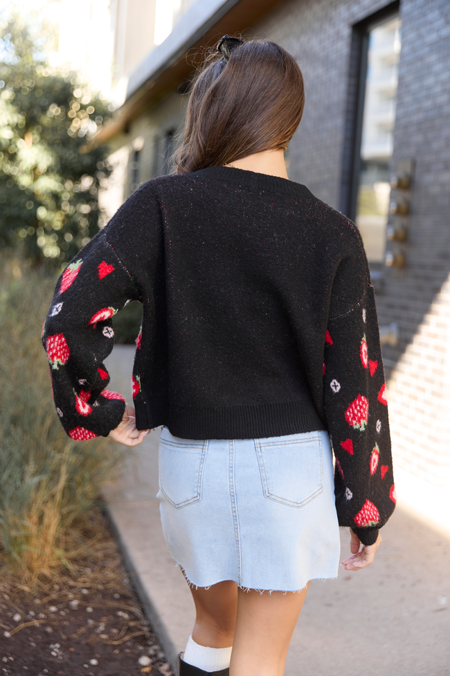 Juniper Long Sleeve Black Strawberry Cardigan SALE