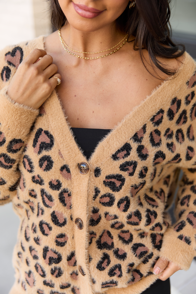 Carla Leopard Print Fuzzy Cardigan FINAL SALE