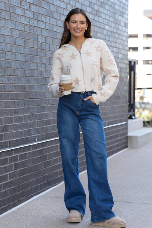 June Star Print Zip Up Sweater SALE