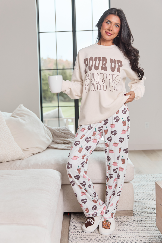 Pour Up Perk Up Cream Graphic Sweatshirt