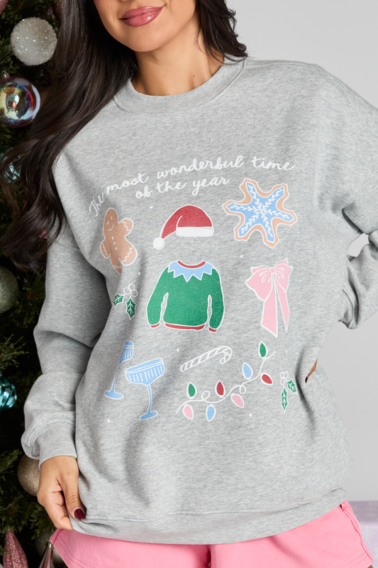 It's The Most Wonderful Time Of The Year Light Grey Graphic Sweatshirt