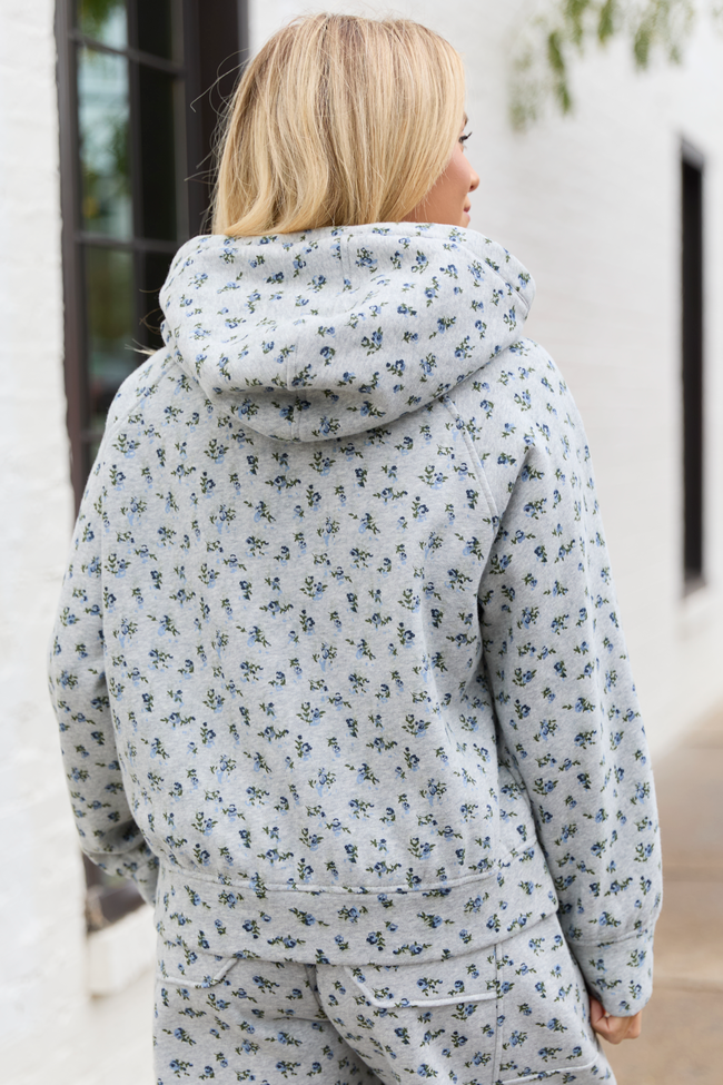 Jolie Grey Floral Hoodie