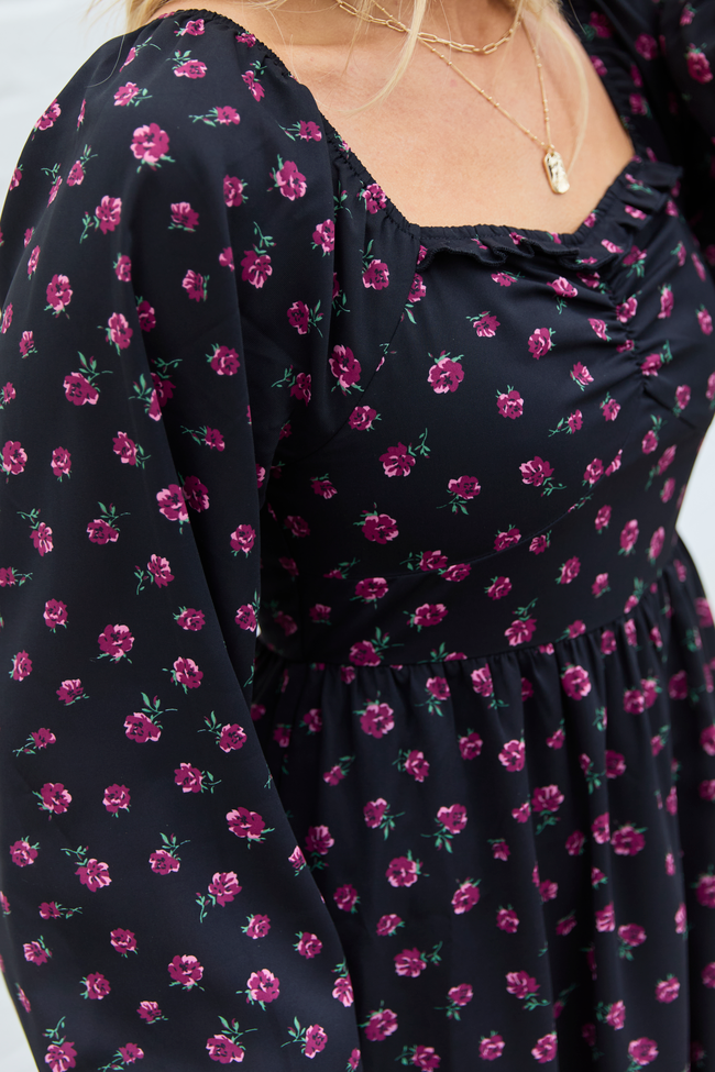 Maureen Black Floral Maxi Dress