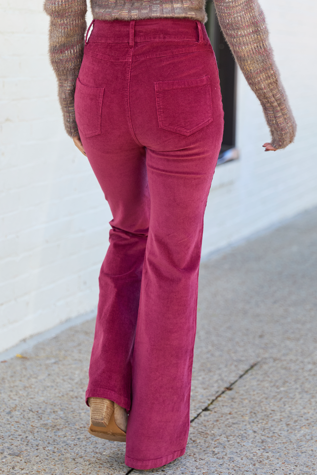 I Can't Forget Deep Red Button Fly Corduroy Pants
