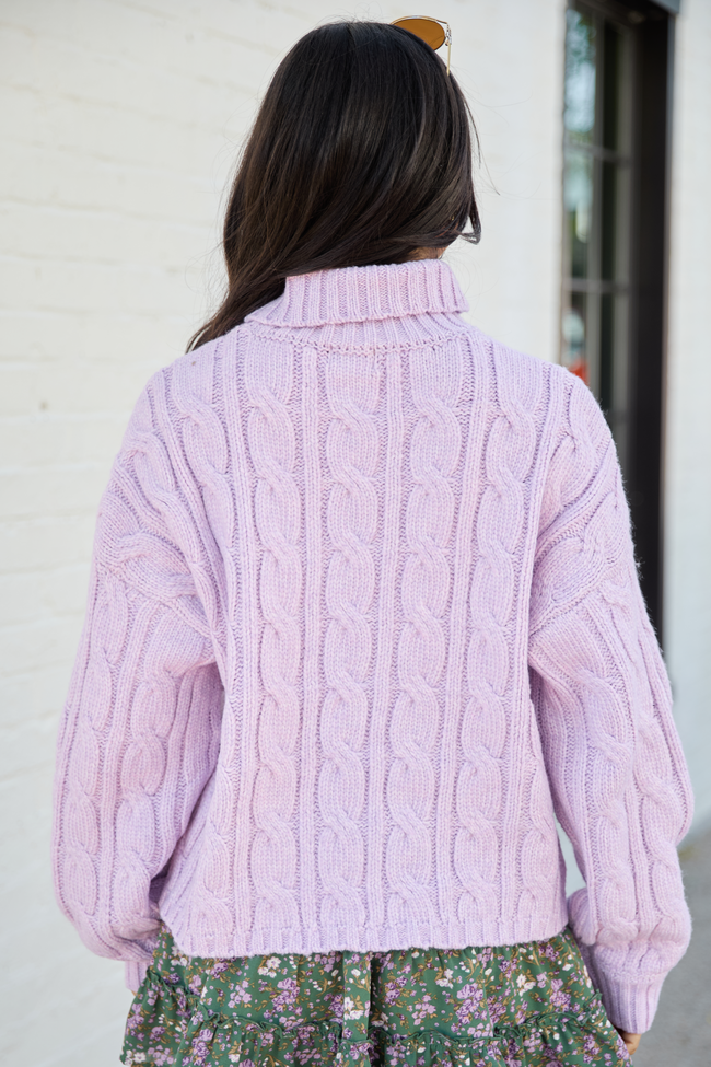 Vivienne Lilac Cable Knit Turtleneck Sweater SALE