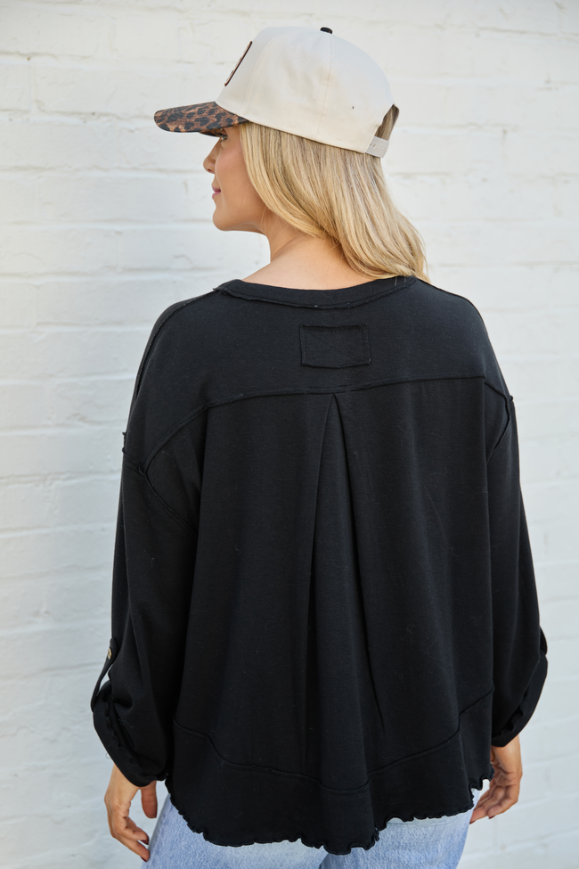 Dorie Black Oversized Henley SALE