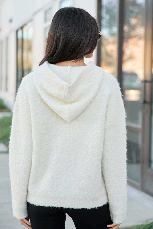 Leona Ivory Hooded Buttoned Sweater SALE