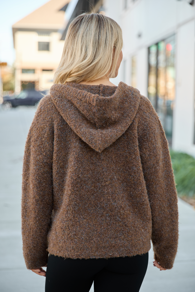 Leona Brown Hooded Buttoned Sweater SALE