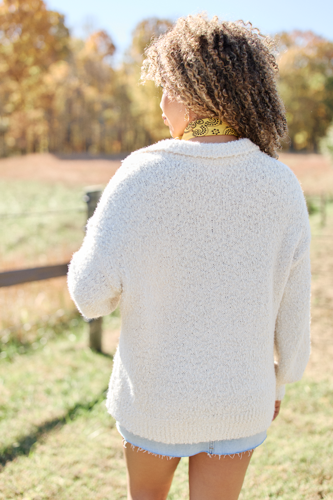 Marcella Beige Collared Boucle Cardigan SALE
