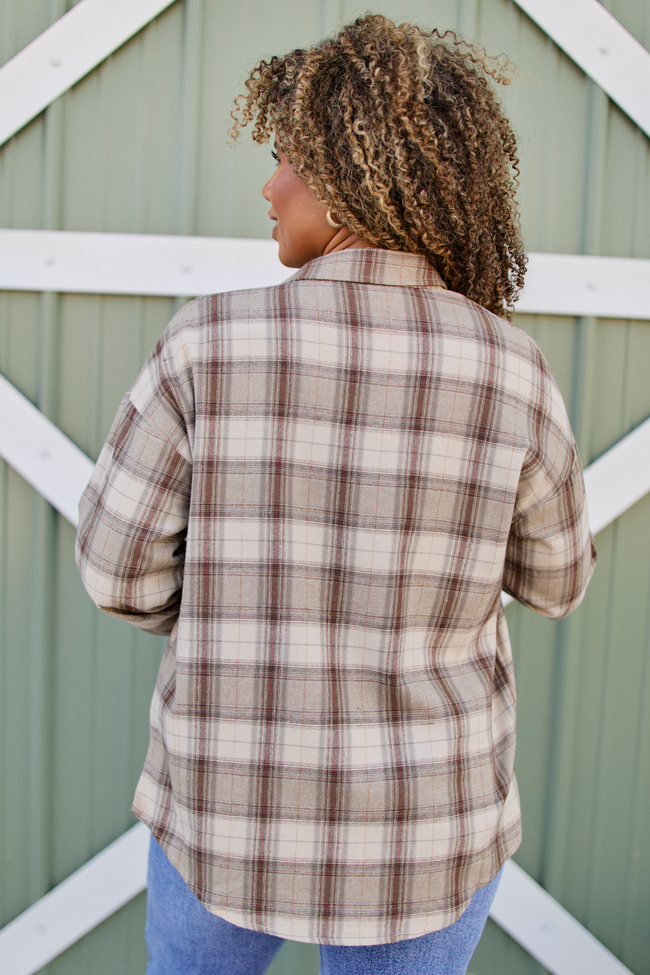 Libby Cream And Beige Plaid Flannel Top SALE