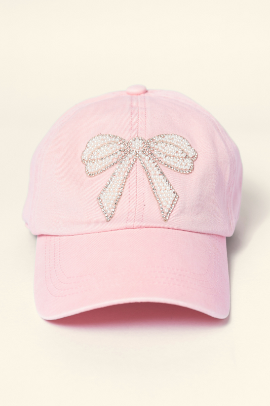 Pink Pearl Bow Hat FINAL SALE