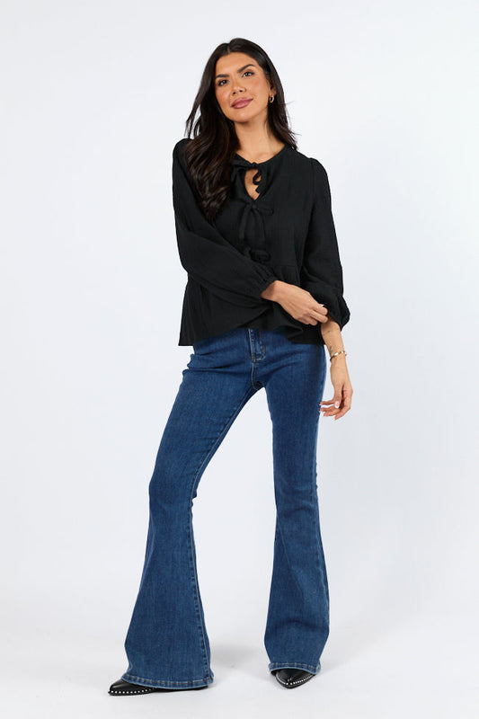 Close To Me Black Bow Detail Blouse FINAL SALE