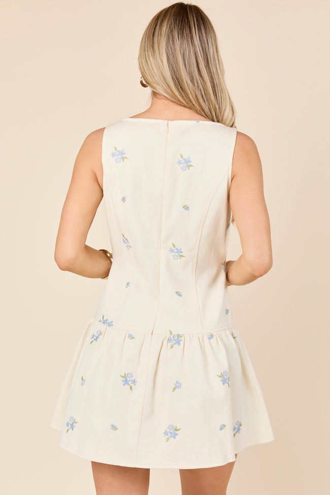 Denise Flower Embroidered Denim Dress FINAL SALE