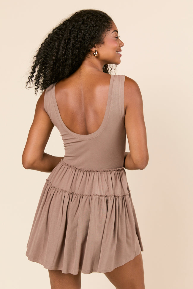 Logan Tiered Brown Knit Romper FINAL SALE