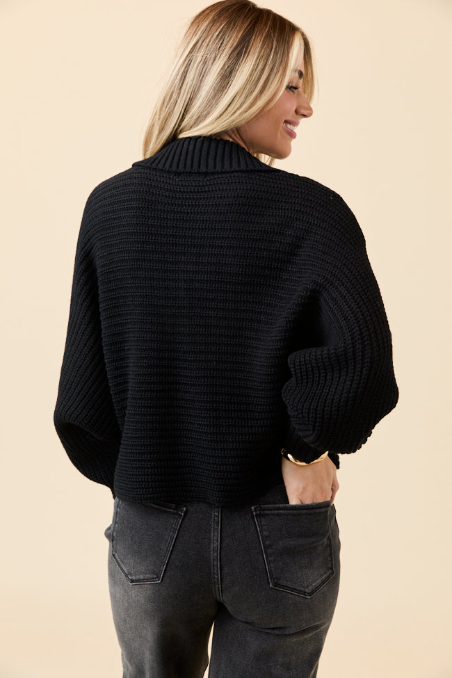 Grace Black Notch Neck Pullover Sweater SALE