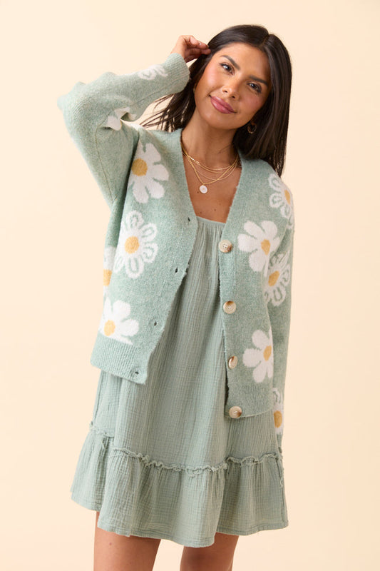 Glenda Green Multi Floral Cardigan SALE