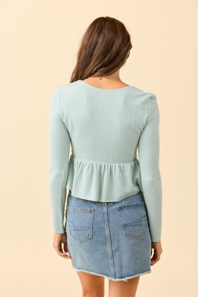 Susan Green Long Sleeve Peplum Knit Top FINAL SALE