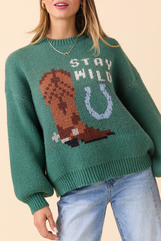 Gail Forest Green Stay Wild Pullover FINAL SALE