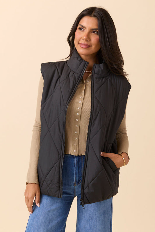 Dora Black Quilted Puffer Vest SALE