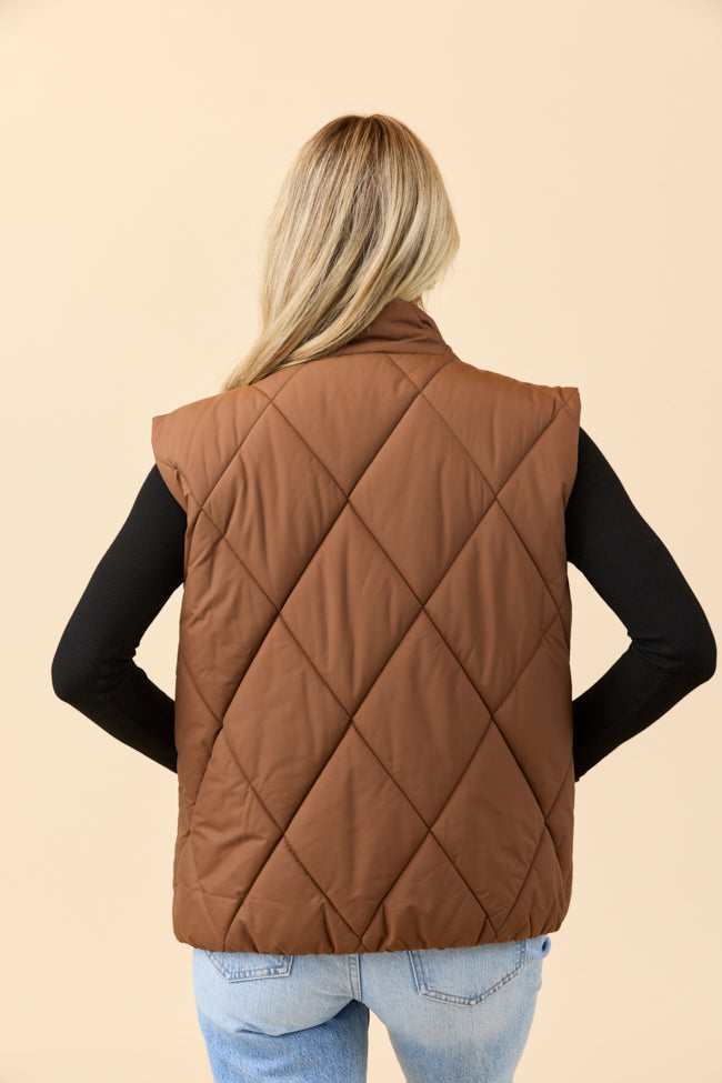 Dora Brown Quilted Puffer Vest SALE