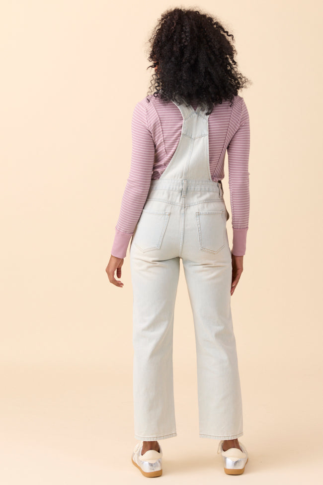 Brynn Light Wash Distressed Denim Overalls