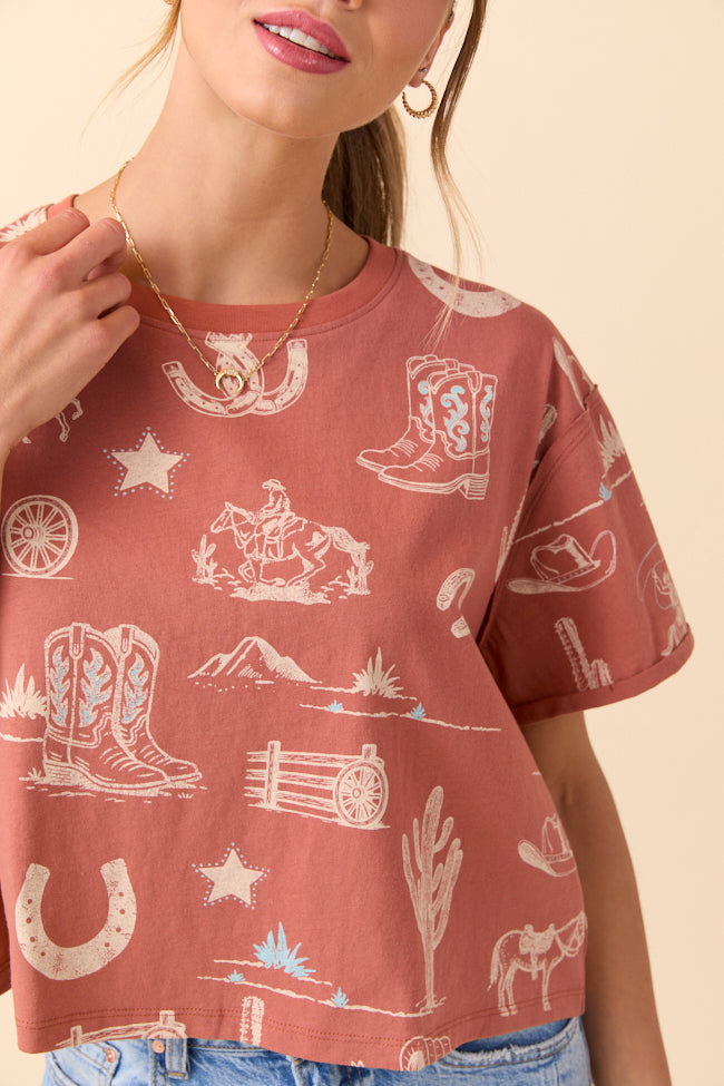 Rylan Short Sleeve Rust Western Tee