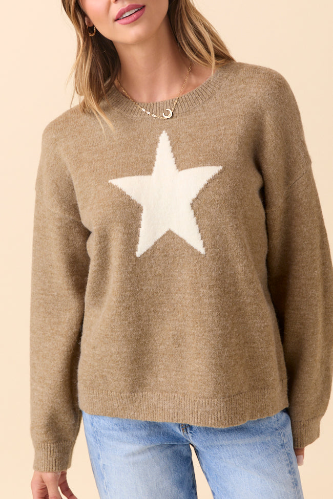Callie White Star Beige Sweater