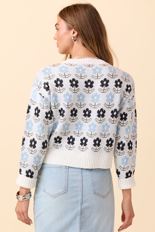 Charity Blue Flower Sweater