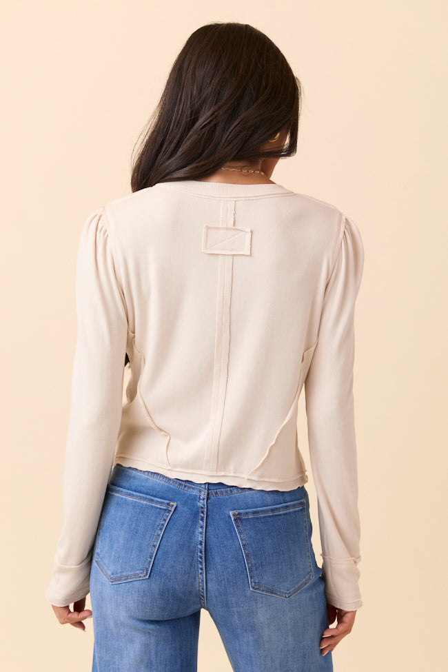 Lorraine Cream Ruffle Front Knit Cardigan FINAL SALE