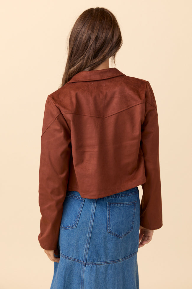 Christina Brown Faux Suede Fringe Jacket