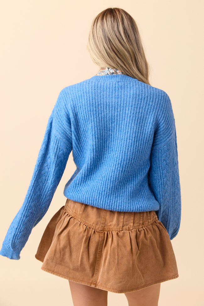Sherri Blue Cable Knit Sweater