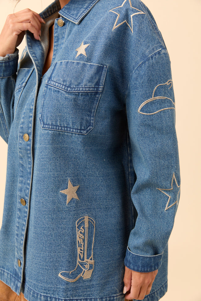 Scout Western Print Oversized Denim Shirt FINAL SALE