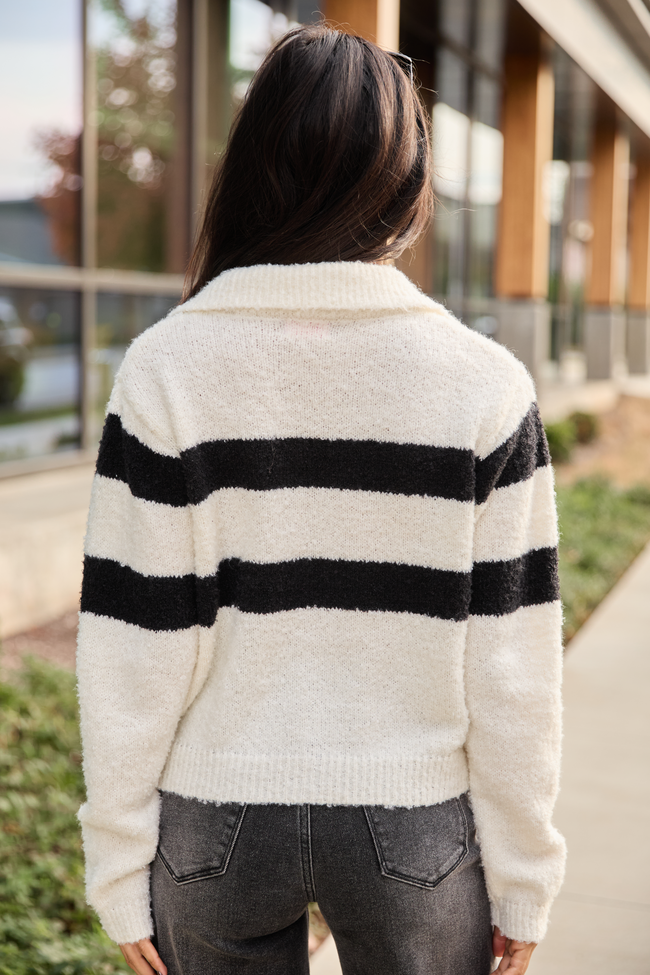 Astrid Black And White Collared Sweater