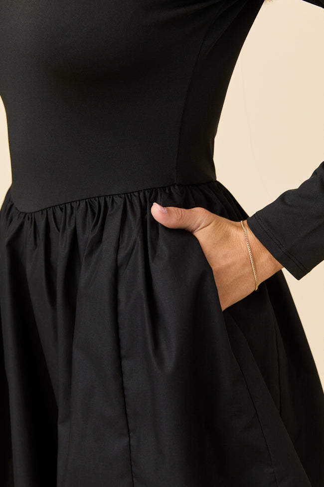 Walker Black Drop Waist Mini Dress