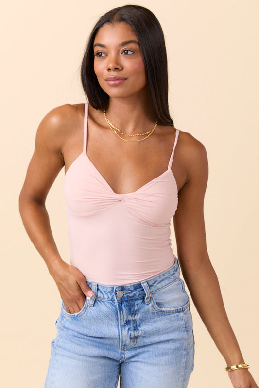 Talia Light Pink Twist Front Tank