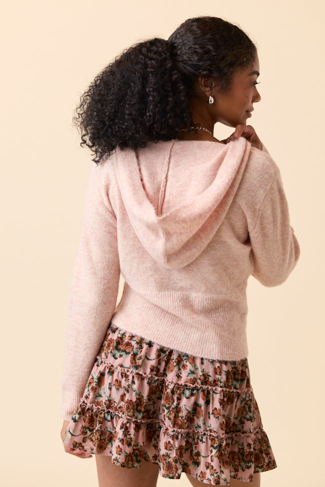 Kayce Pink Hooded V-Neck Surplice Sweater SALE