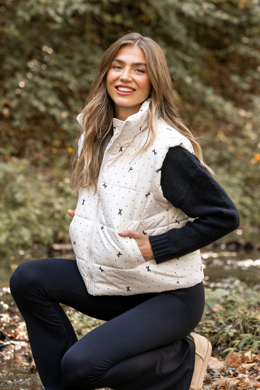 Stella White Bow Dot Puffer Vest SALE