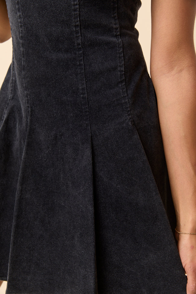 Ophelia Black Corduroy Strapless Mini Dress