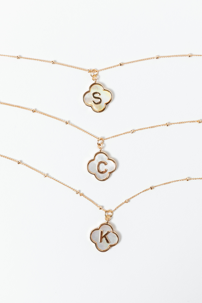 C Monogram Gold Clover Necklace