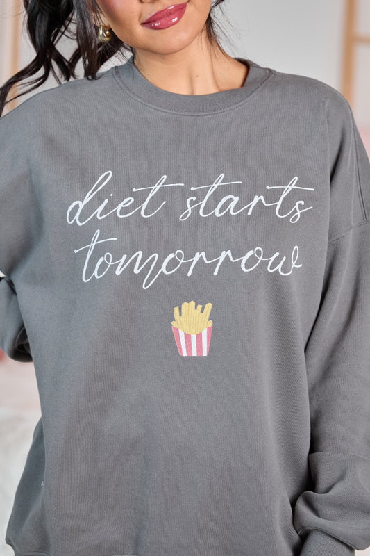 Diet Starts Tomorrow Dark Grey Graphic Sweatshirt