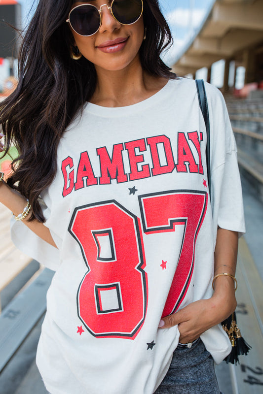 Gameday 87 Off White Oversized Graphic Tee