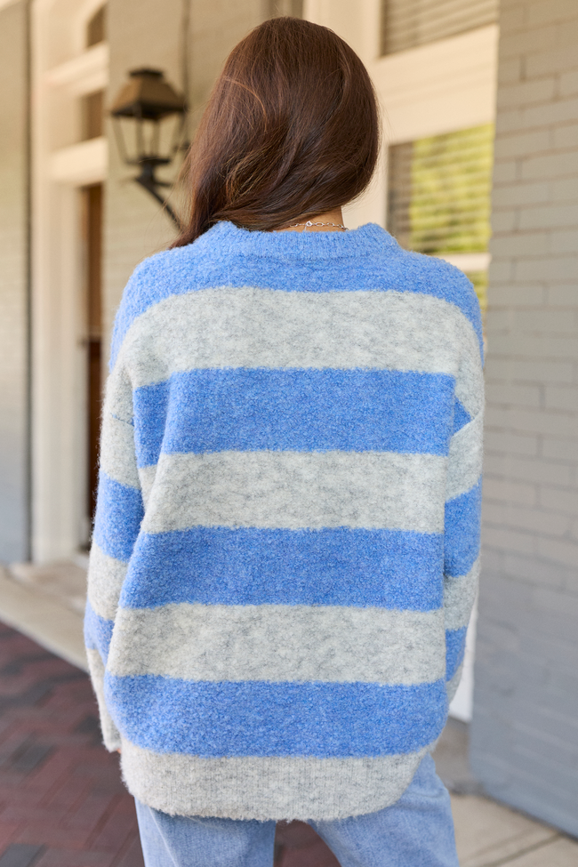 Baylor Blue Striped Boucle Oversized Sweater