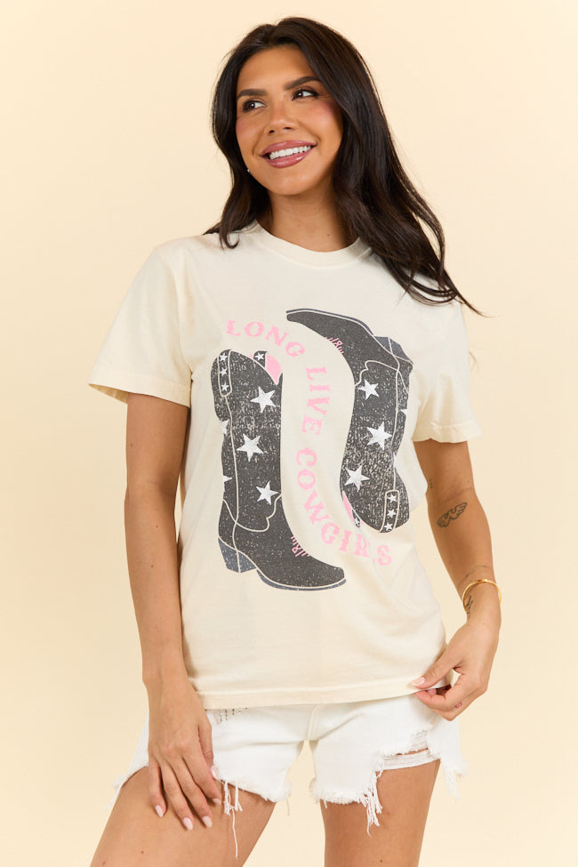 Long Live Cowgirls Star Boots Ivory Graphic Tee