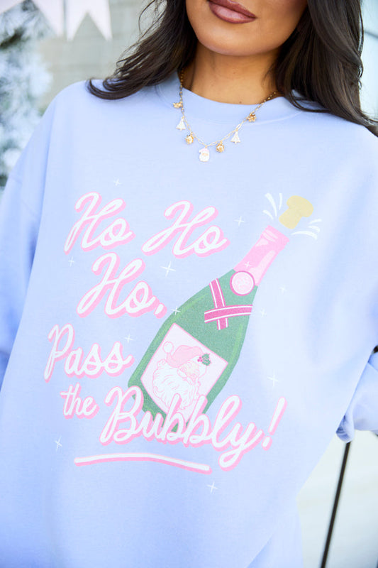 Pass The Bubbly Periwinkle Graphic Sweatshirt