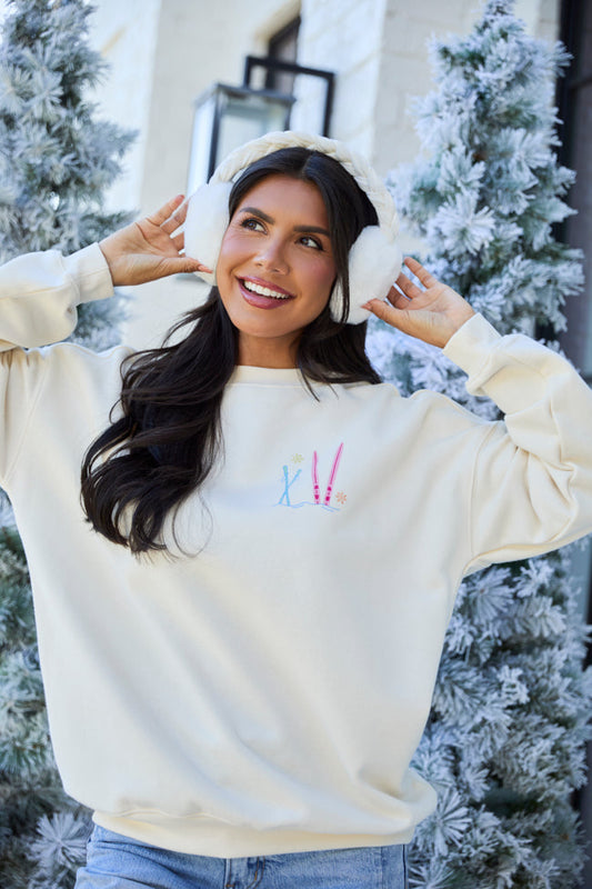 Ski Ya Later Cream Graphic Sweatshirt