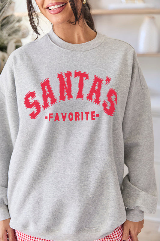 Santa's Favorite Light Grey Graphic Sweatshirt