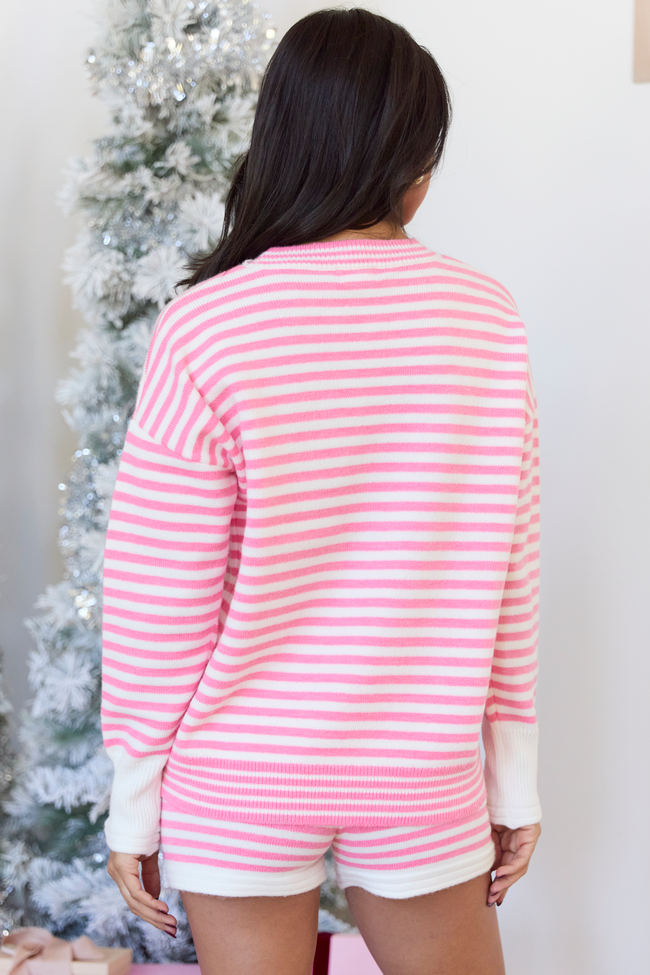 Hollyn Bright Pink Striped Lounge Sweater SALE