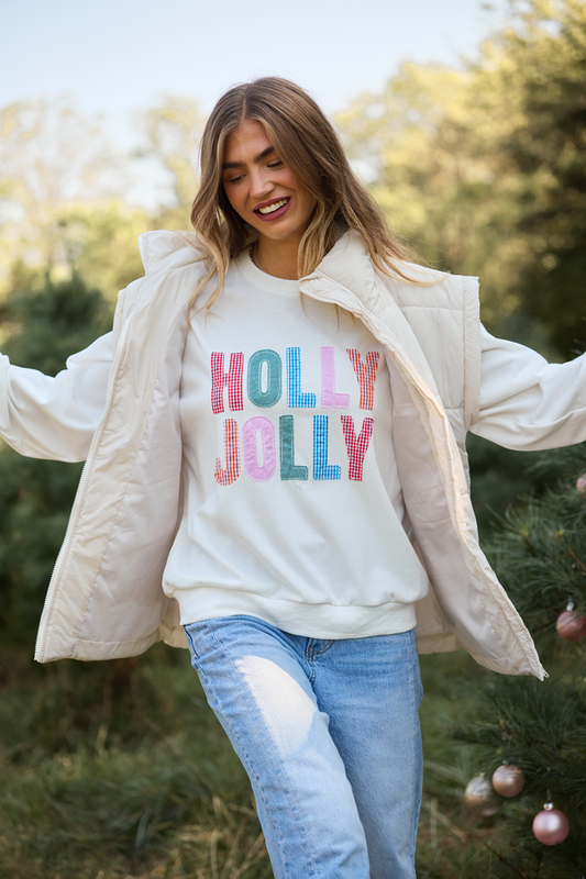 Holly Jolly Gingham Crewneck Sweatshirt FINAL SALE