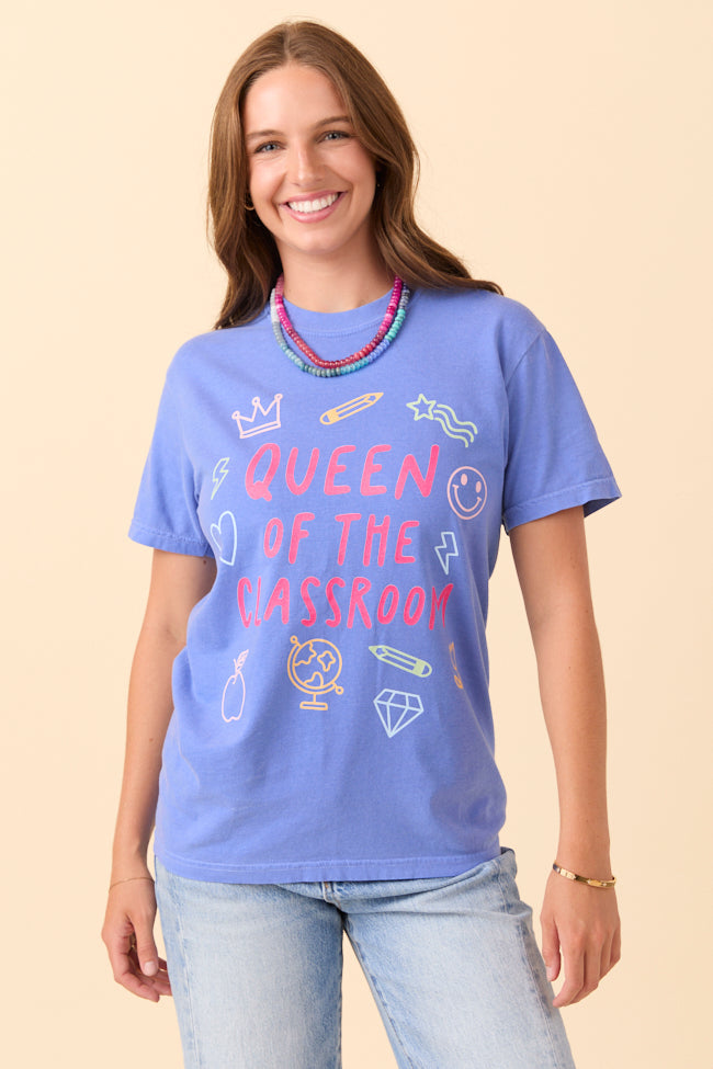 Queen Of The Classroom Blue Graphic Tee