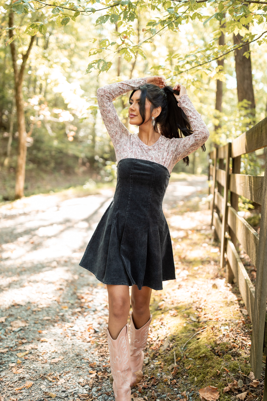 Ophelia Black Corduroy Strapless Mini Dress